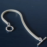 925 Silver Bracelet Square Fox Tail Chain Bangle for Women and Men