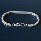 925 Silver Bracelet Square Fox Tail Chain Bangle for Women and Men