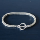 925 Silver Bracelet Square Fox Tail Chain Bangle for Women and Men