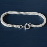 925 Silver Bracelet Square Fox Tail Chain Bangle for Women and Men