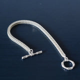 925 Silver Bracelet Square Fox Tail Chain Bangle for Women and Men