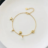925 Silver Starfish Bracelet with Pearl Chain - Fine Jewelry Gift