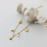 925 Silver Starfish Bracelet with Pearl Chain - Fine Jewelry Gift