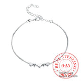 925 Silver Beads Box Chain Bracelet Heart Charm Wedding Jewelry