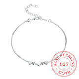 925 Silver Beads Box Chain Bracelet Heart Charm Wedding Jewelry