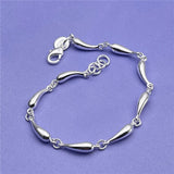 925 Silver Water Drops Chain Bracelet, Wedding Party Jewelry