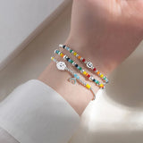 925 Silver Bracelet Smiling Face Rainbow Cloud Love Bear Beads