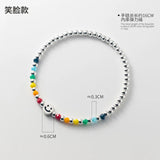 925 Silver Bracelet Smiling Face Rainbow Cloud Love Bear Beads