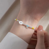 925 Silver Bracelet Smiling Face Rainbow Cloud Love Bear Beads