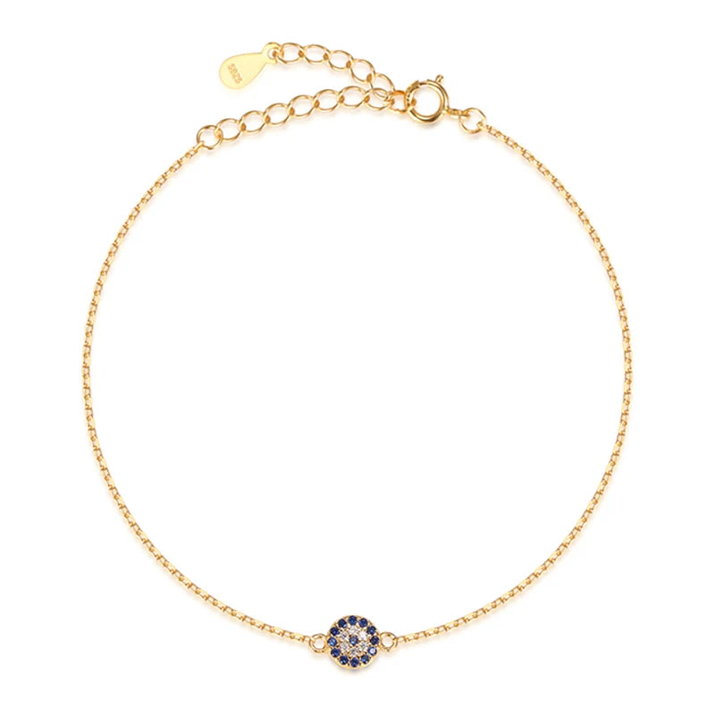 925 Silver Evil Eye Hamsa Bracelet, Women's CZ Lucky Jewelry