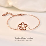 925 Silver Bracelet with Red Gems