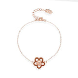 925 Silver Bracelet with Red Gems