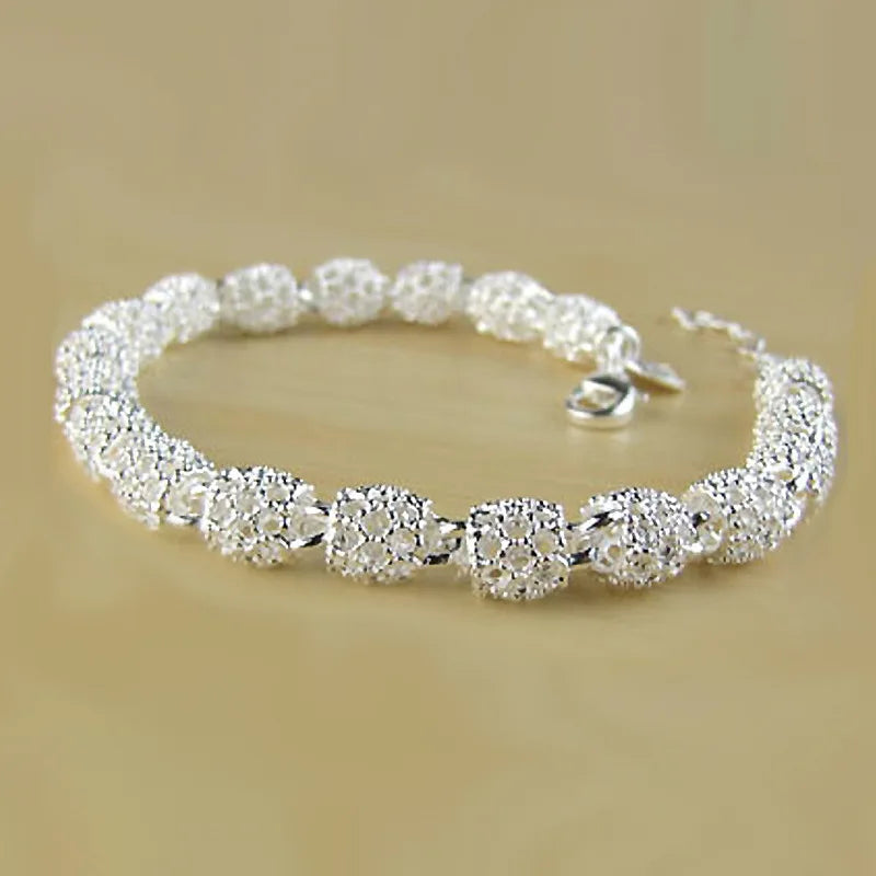 925 Silver Zirconia Geometric Chain Charm Bangle