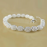 925 Silver Bracelet Zirconia Geometric Chain Charm Bangle