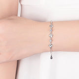 925 Silver Bracelet Zirconia Good Luck Chain Linked Women Cuff Bangle