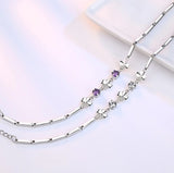 925 Silver Bracelet Zirconia Good Luck Chain Linked Women Cuff Bangle