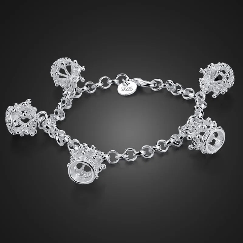 925 Sterling Silver Bracelet crown Sterling Silver retro bracelet