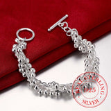 925 Silver Bracelet for Women Six Tassels Beads OL Special Gift