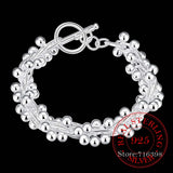 925 Silver Bracelet for Women Six Tassels Beads OL Special Gift
