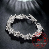 925 Silver Bracelet for Women Six Tassels Beads OL Special Gift
