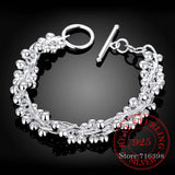 925 Silver Bracelet for Women Six Tassels Beads OL Special Gift