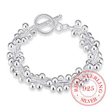 925 Silver Bracelet for Women Six Tassels Beads OL Special Gift
