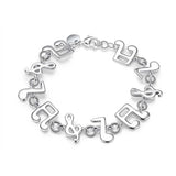 925 Silver Music Note Chain Bracelet Wedding Bridal Jewelry