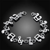 925 Silver Music Note Chain Bracelet Wedding Bridal Jewelry