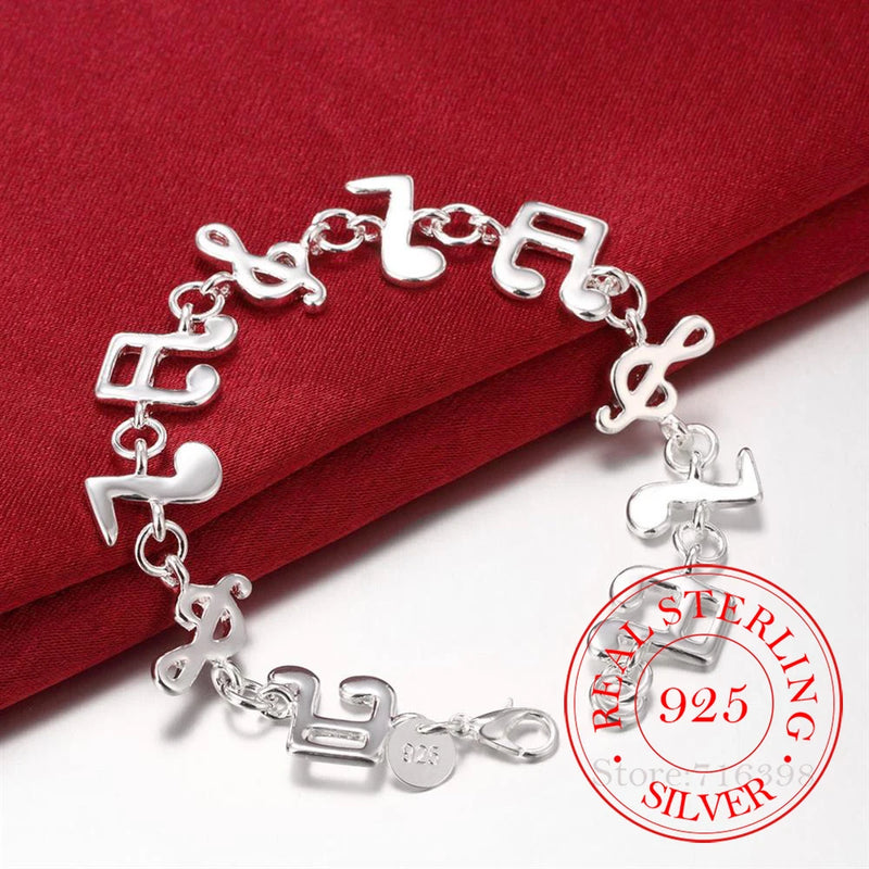 925 Silver Music Note Bracelet for Women