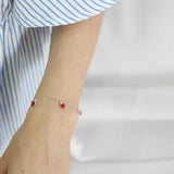 925 Silver Bracelet Glaze Red Heart Charm Party Jewelry