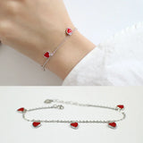925 Silver Bracelet Glaze Red Heart Charm Party Jewelry