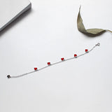 925 Silver Bracelet Glaze Red Heart Charm Party Jewelry