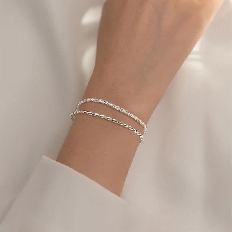 925 Silver Bracelets Sparkling Gypsophila Double Layer Party Jewelry