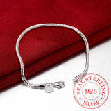 925 Silver Snake Bone Bracelets 3mm 4mm Bangles Men Women S-B36