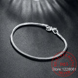 925 Silver Snake Bone Bracelets 3mm 4mm Bangles Men Women S-B36