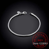 925 Silver Snake Bone Bracelets 3mm 4mm Bangles Men Women S-B36