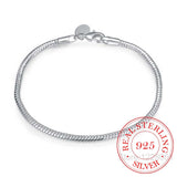 925 Silver Snake Bone Bracelets 3mm 4mm Bangles Men Women S-B36