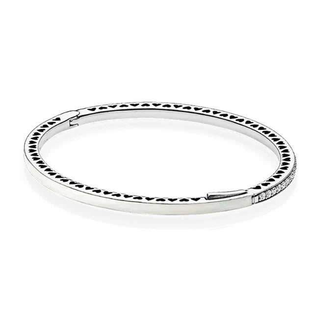 925 Silver Bracelet Bangle Set Green Pink for Charm Beads Jewelry