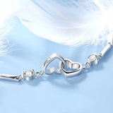 925 Silver Bracelet Charms Heart Women Wedding Love Jewelry