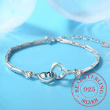 925 Silver Bracelet Charms Heart Women Wedding Love Jewelry