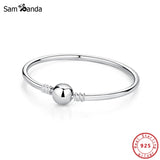 925 Silver Crystal Ball Clasp Bead Charm Bracelet Women DIY Jewelry