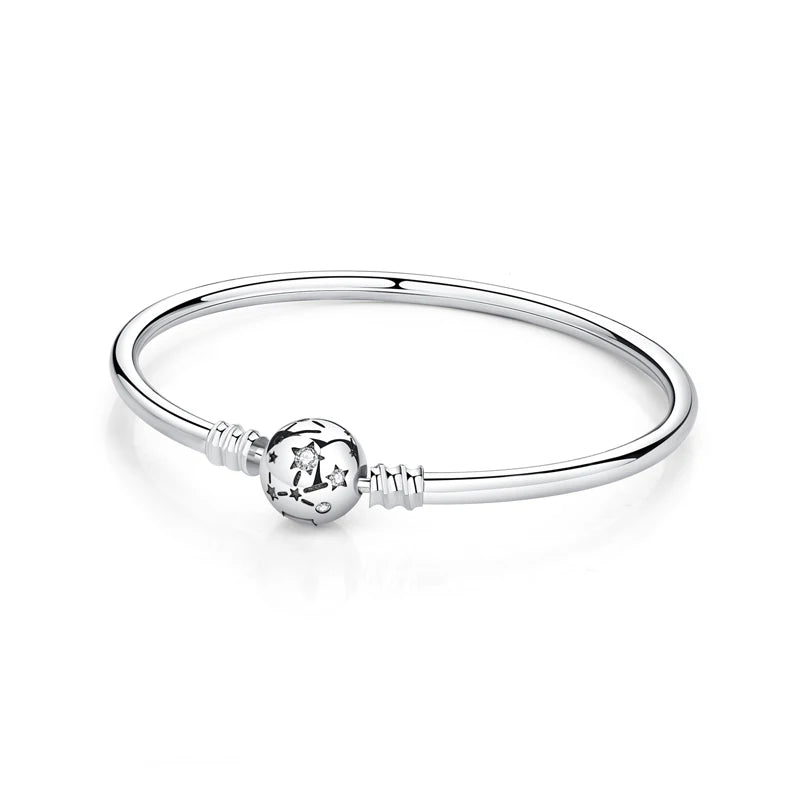 925 Silver Crystal Ball Clasp Bead Charm Bracelet Women DIY Jewelry