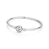 925 Silver Crystal Ball Clasp Bead Charm Bracelet Women DIY Jewelry