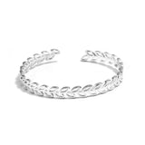 925 Silver Bracelets Bangle Women Hollow Leaves Olive Branch Adjustable