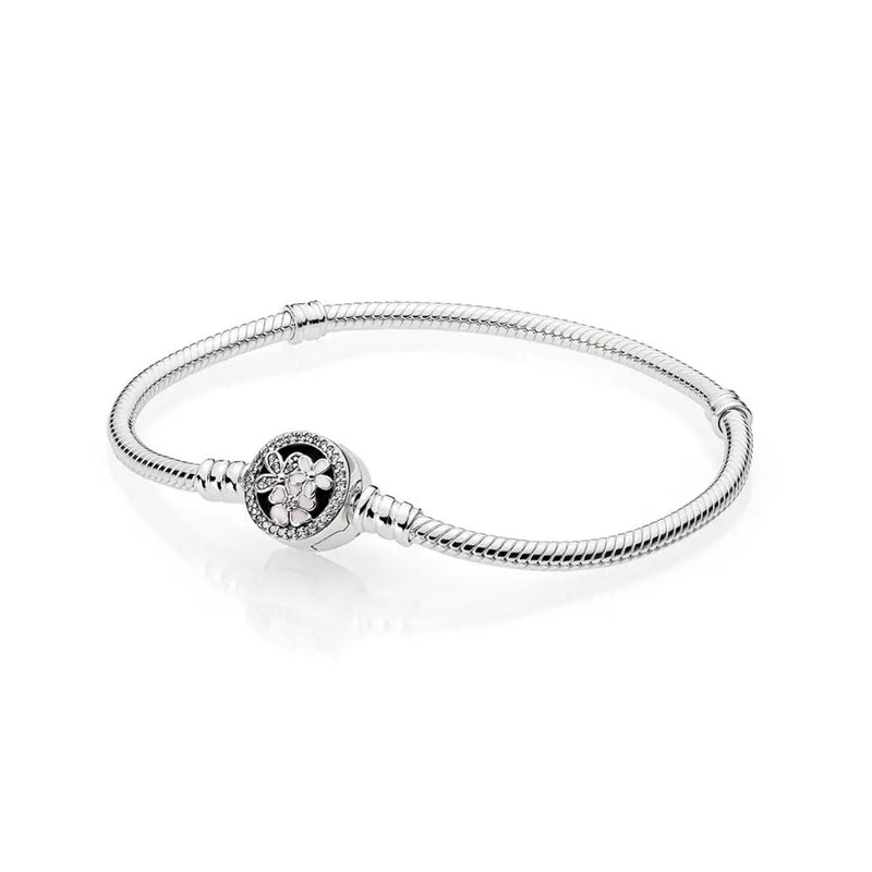 925 Silver Bracelets Butterfly Crown Flower Double Wrap Barrel Clasp Snake Chain