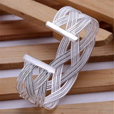 925 Sterling Silver Bracelets For Women Braided Bangle
