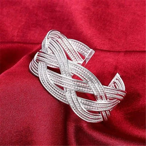 925 Sterling Silver Bracelets For Women Braided Bangle