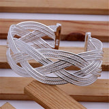 925 Sterling Silver Bracelets For Women Braided Bangle