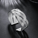 925 Silver Braided Wire Bangle Bracelet for Women