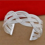 925 Sterling Silver Bracelets For Women Braided Bangle
